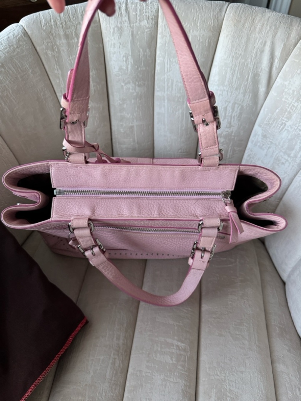 Coach Light Pink Pebbled Leather Tote with Tassel Hangtag - Picture 9 of 10